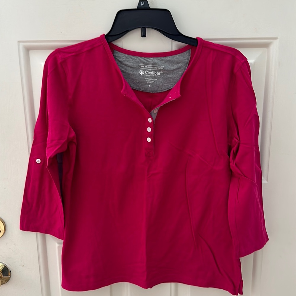 Coolibar UPF 50+ 3/4 sleeve top, fuschia